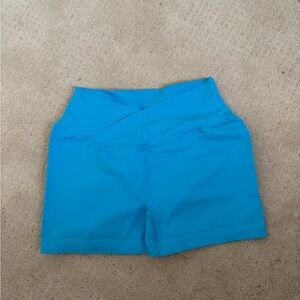 Women’s Blue Active Shorts - Seamless High-Waist